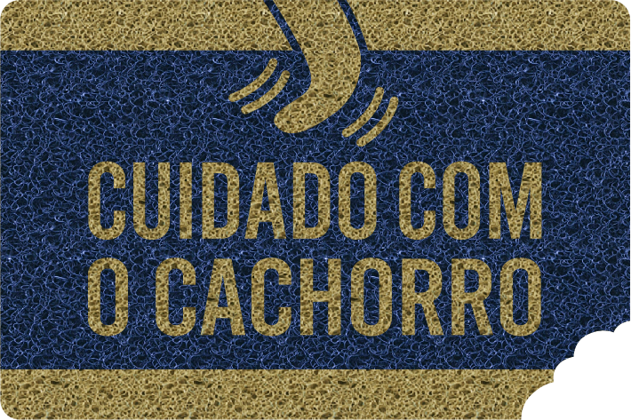CAPACHO DIVERTIDO CUIDADO COM O CACHORRO 0,60x0,40 - AZUL MARINHO