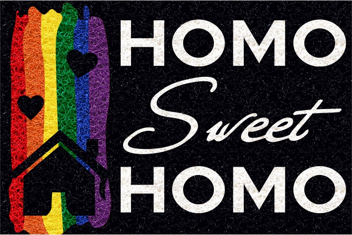 Capacho Divertido Homo Sweet Homo 60x40cm - Preto